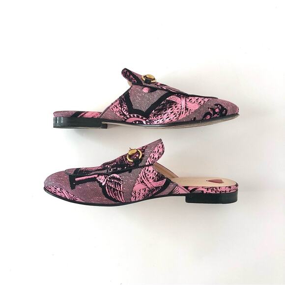 Gucci Princetown Horsebit Saint Romain Print Slip On Mules Flats 36 - Picture 5 of 8